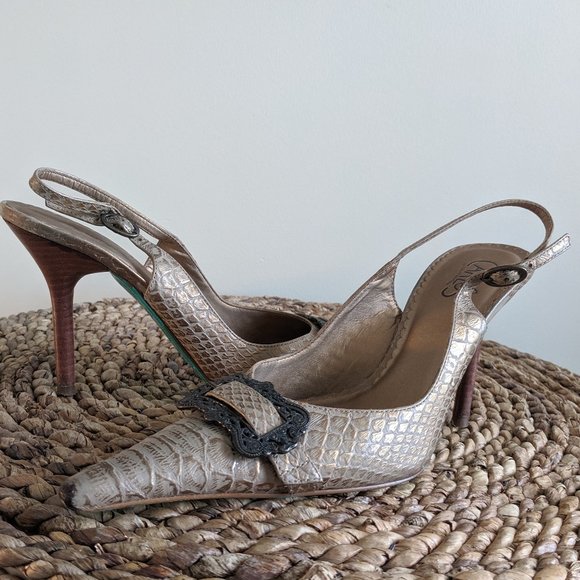 Carlos Santana Shoes - Carlos Santana Pointed Toe Faux Gator Slingback 8
